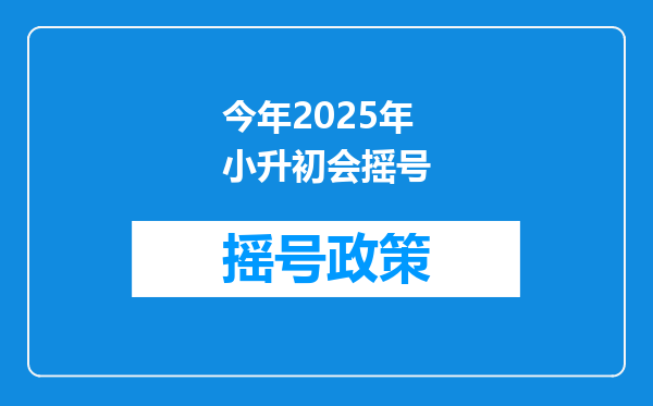 今年2025年小升初会摇号