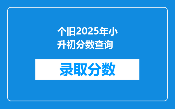 个旧2025年小升初分数查询