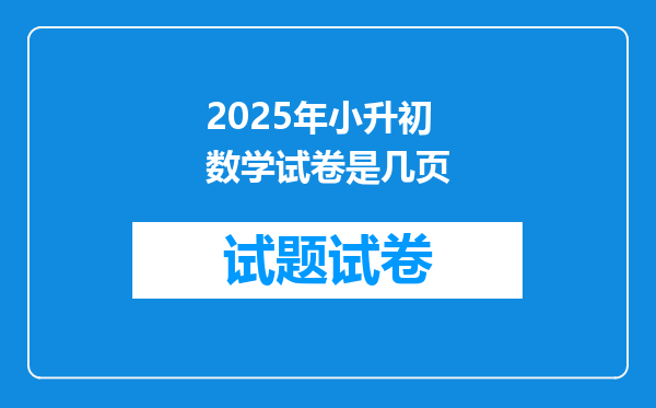 2025年小升初数学试卷是几页