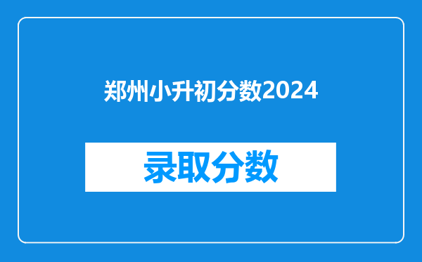 郑州小升初分数2024