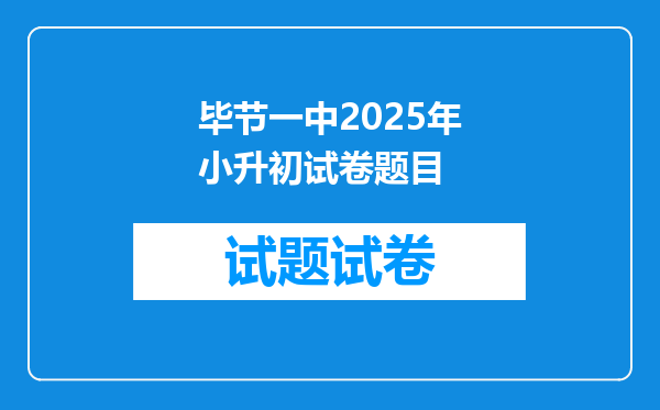 毕节一中2025年小升初试卷题目