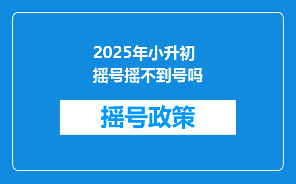 2025年小升初摇号摇不到号吗