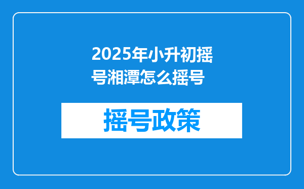 2025年小升初摇号湘潭怎么摇号