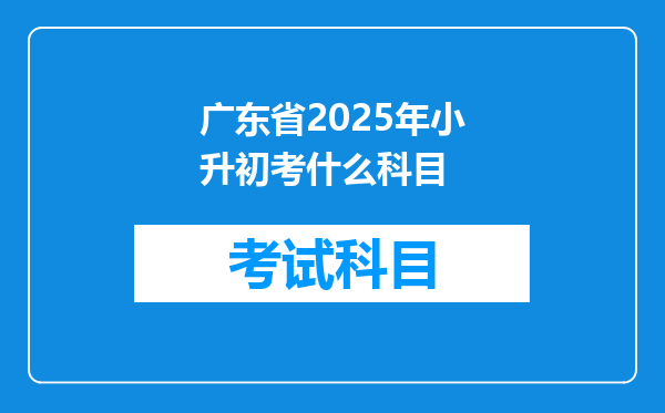 广东省2025年小升初考什么科目