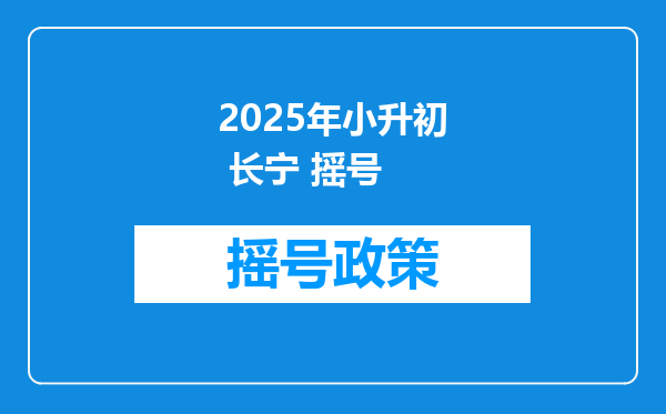 2025年小升初 长宁 摇号