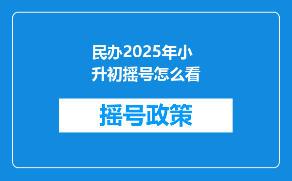 民办2025年小升初摇号怎么看