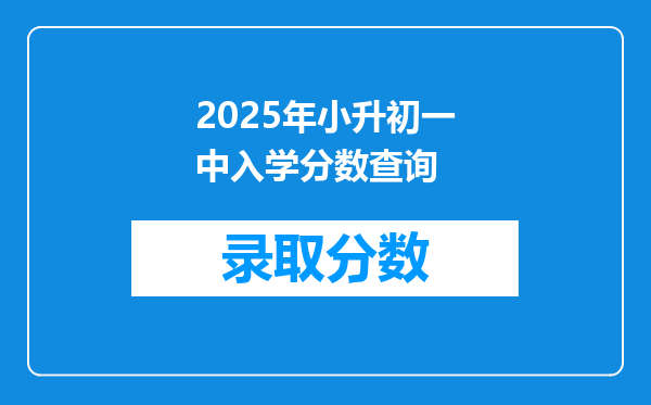 2025年小升初一中入学分数查询