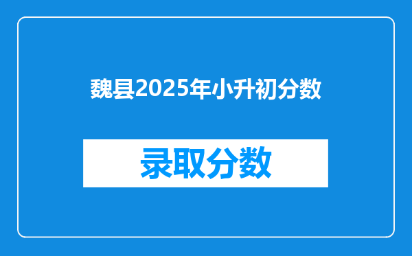 魏县2025年小升初分数