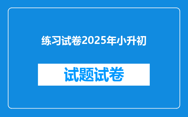 练习试卷2025年小升初