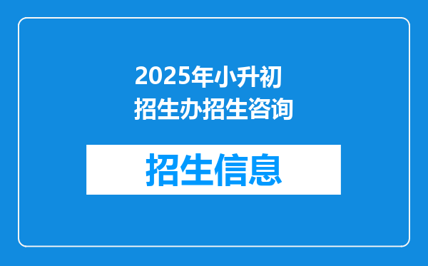 2025年小升初招生办招生咨询