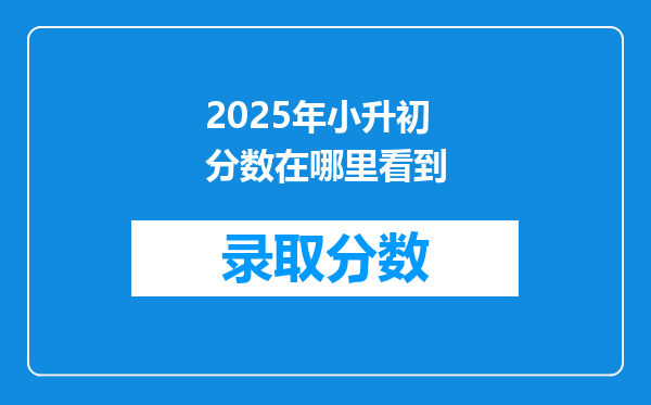 2025年小升初分数在哪里看到