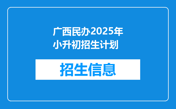 广西民办2025年小升初招生计划