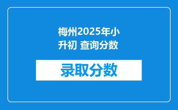 梅州2025年小升初 查询分数