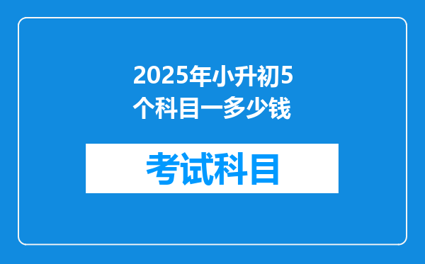 2025年小升初5个科目一多少钱