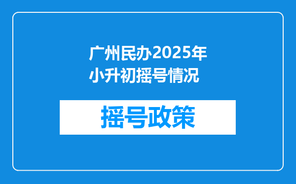 广州民办2025年小升初摇号情况