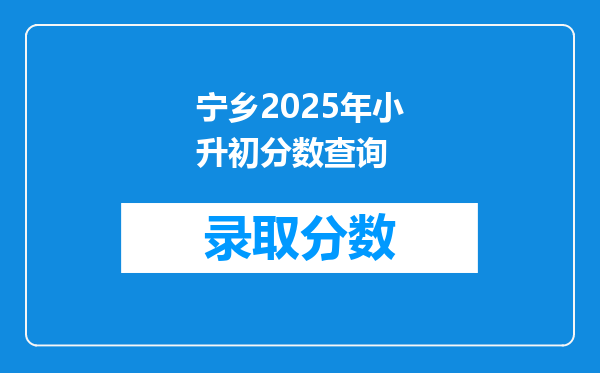 宁乡2025年小升初分数查询