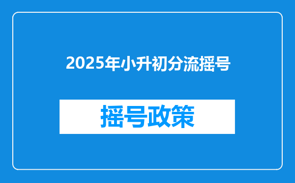 2025年小升初分流摇号