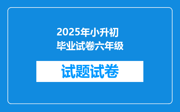 2025年小升初毕业试卷六年级