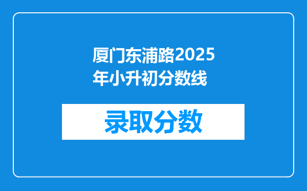 厦门东浦路2025年小升初分数线