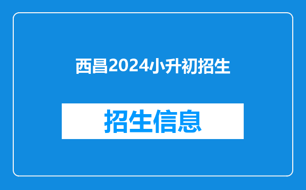 西昌2024小升初招生