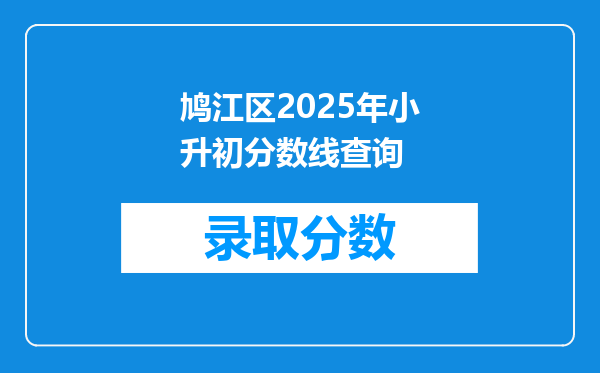 鸠江区2025年小升初分数线查询