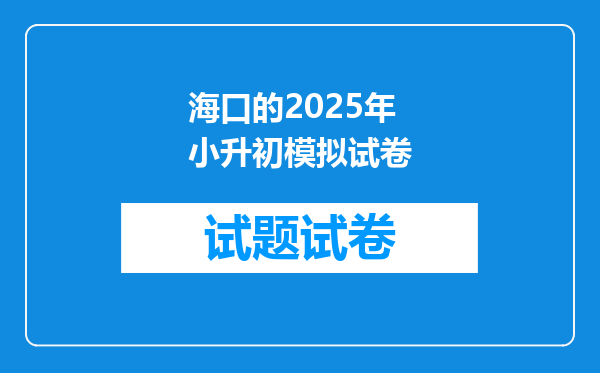 海口的2025年小升初模拟试卷