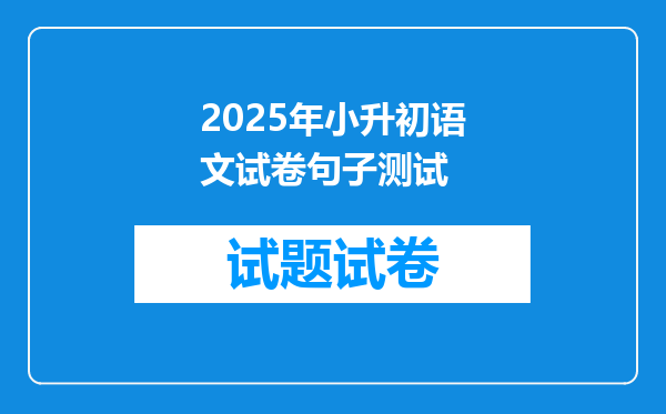 2025年小升初语文试卷句子测试