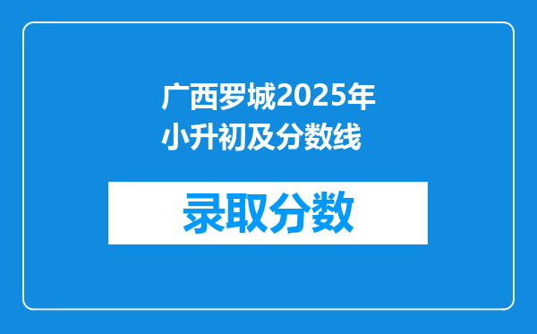 广西罗城2025年小升初及分数线