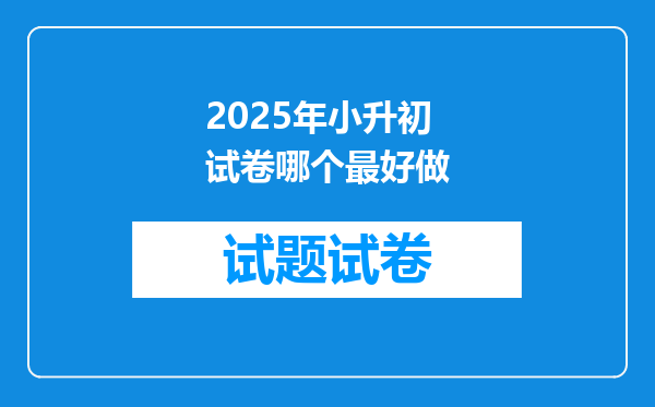 2025年小升初试卷哪个最好做