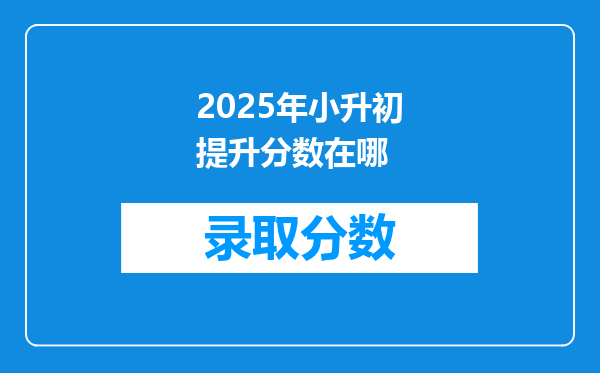 2025年小升初提升分数在哪