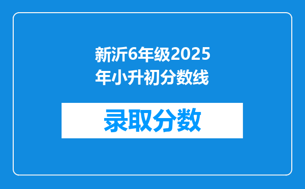 新沂6年级2025年小升初分数线