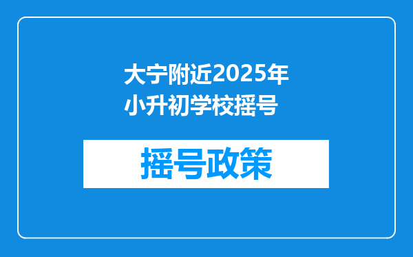 大宁附近2025年小升初学校摇号