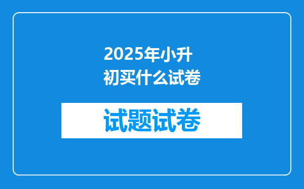 2025年小升初买什么试卷