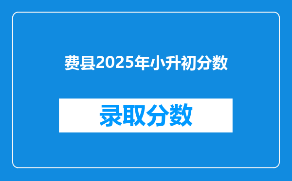 费县2025年小升初分数