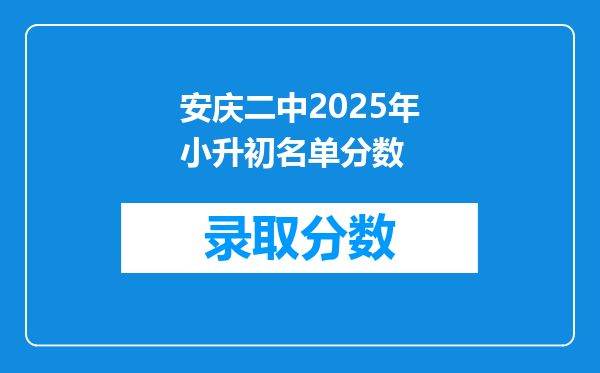 安庆二中2025年小升初名单分数