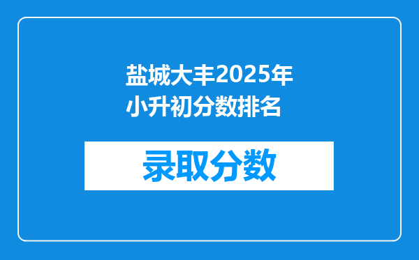 盐城大丰2025年小升初分数排名