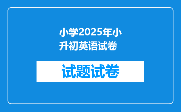 小学2025年小升初英语试卷