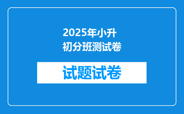 2025年小升初分班测试卷