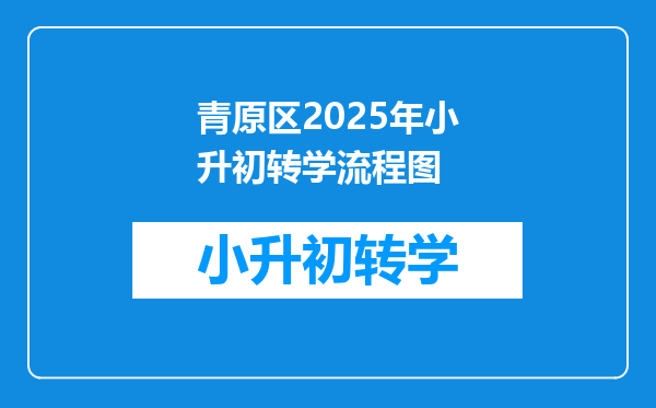 青原区2025年小升初转学流程图