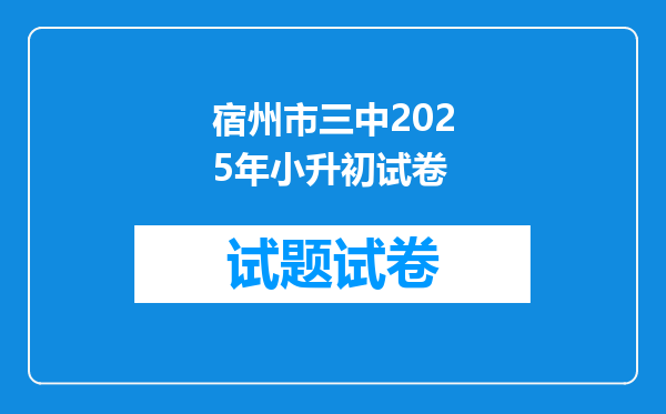 宿州市三中2025年小升初试卷