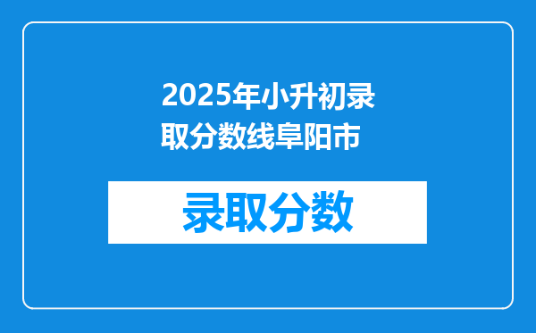 2025年小升初录取分数线阜阳市