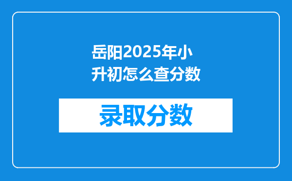 岳阳2025年小升初怎么查分数