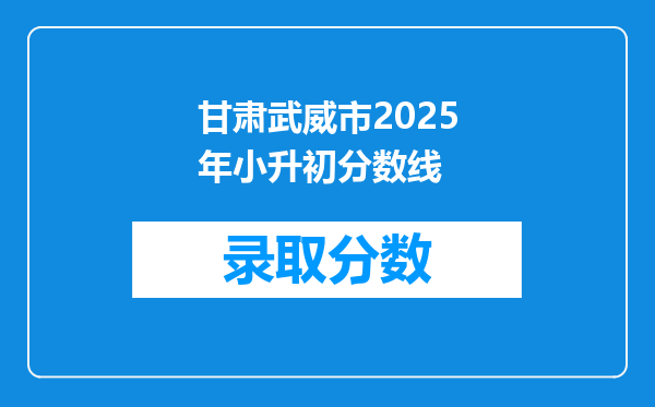 甘肃武威市2025年小升初分数线