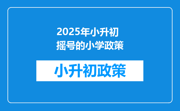 2025年小升初摇号的小学政策