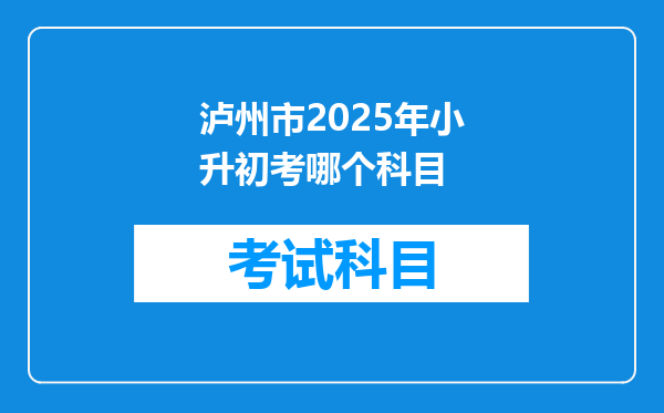 泸州市2025年小升初考哪个科目