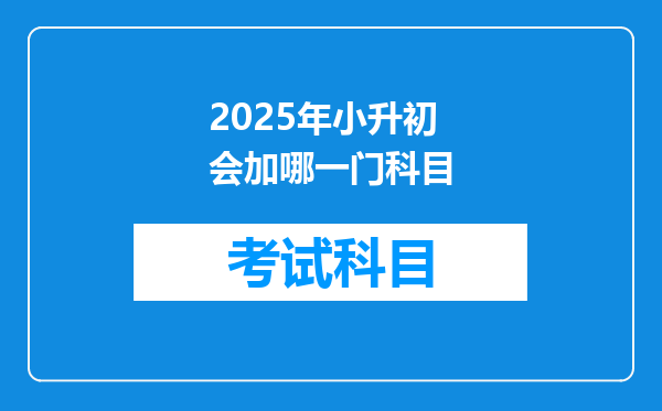 2025年小升初会加哪一门科目