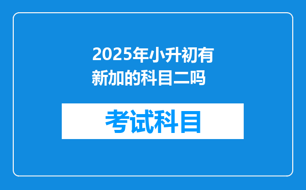 2025年小升初有新加的科目二吗