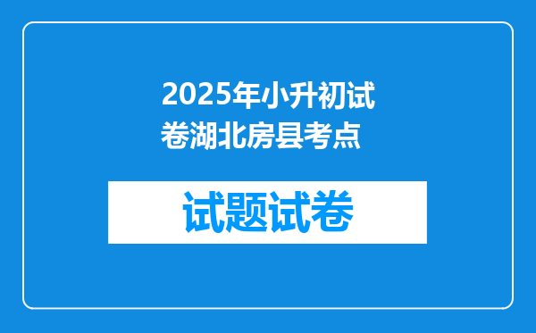 2025年小升初试卷湖北房县考点