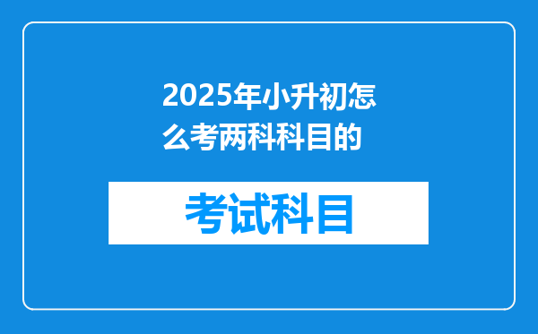 2025年小升初怎么考两科科目的