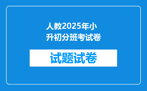 人教2025年小升初分班考试卷